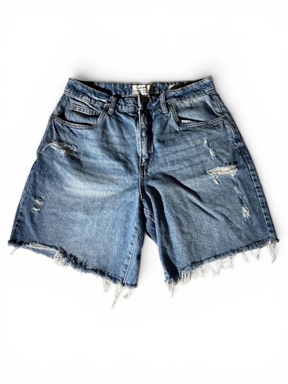 Cotton On Relaxed Denim Shorts Distressed Raw Hem Light Wash Size 6